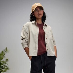 Alpine Design Organic Cotton Womens Cord Shirt Button Up Medium Corduroy Beige‎